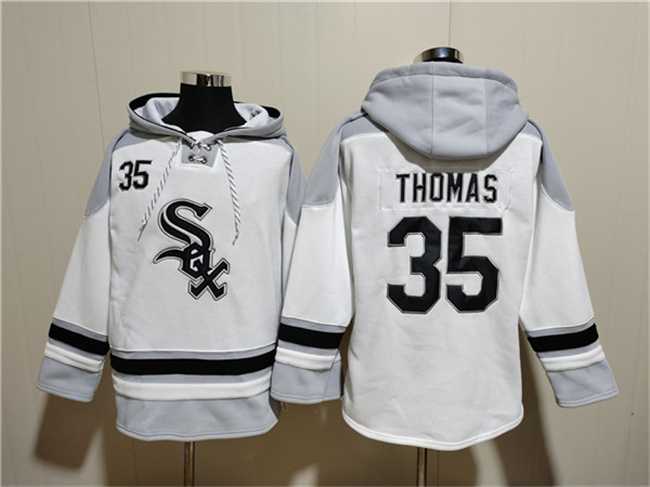 Men's Chicago White Sox #35 Frank Thomas White Ageless Must-Have Lace-Up Pullover Hoodie,We sell and wholesale Men's Chicago White Sox #35 Frank Thomas White Ageless Must-Have Lace-Up Pullover Hoodie on line form chian!